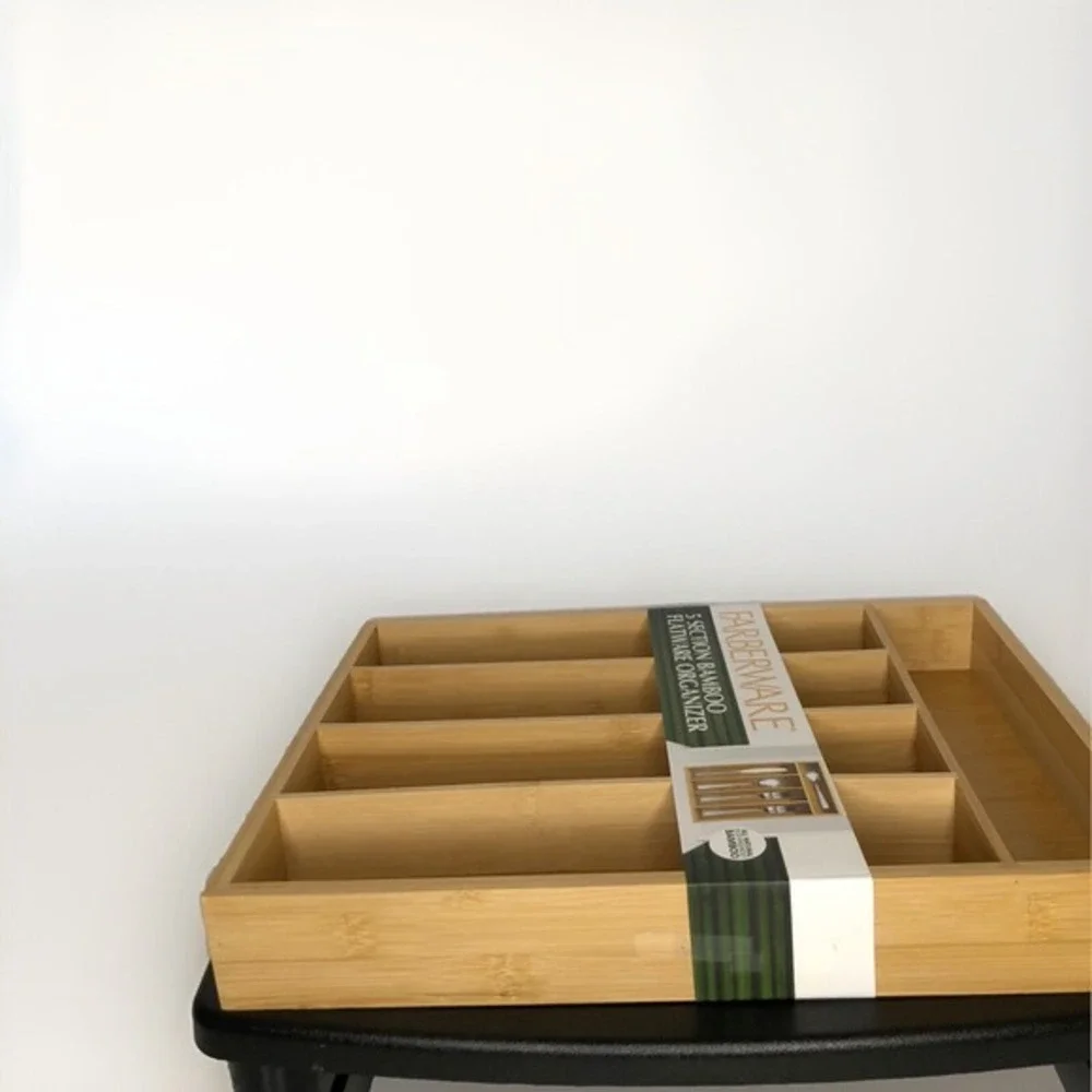 Farberware 5‎ Section Bamboo Flatware Drawer Organizer Tray 14
